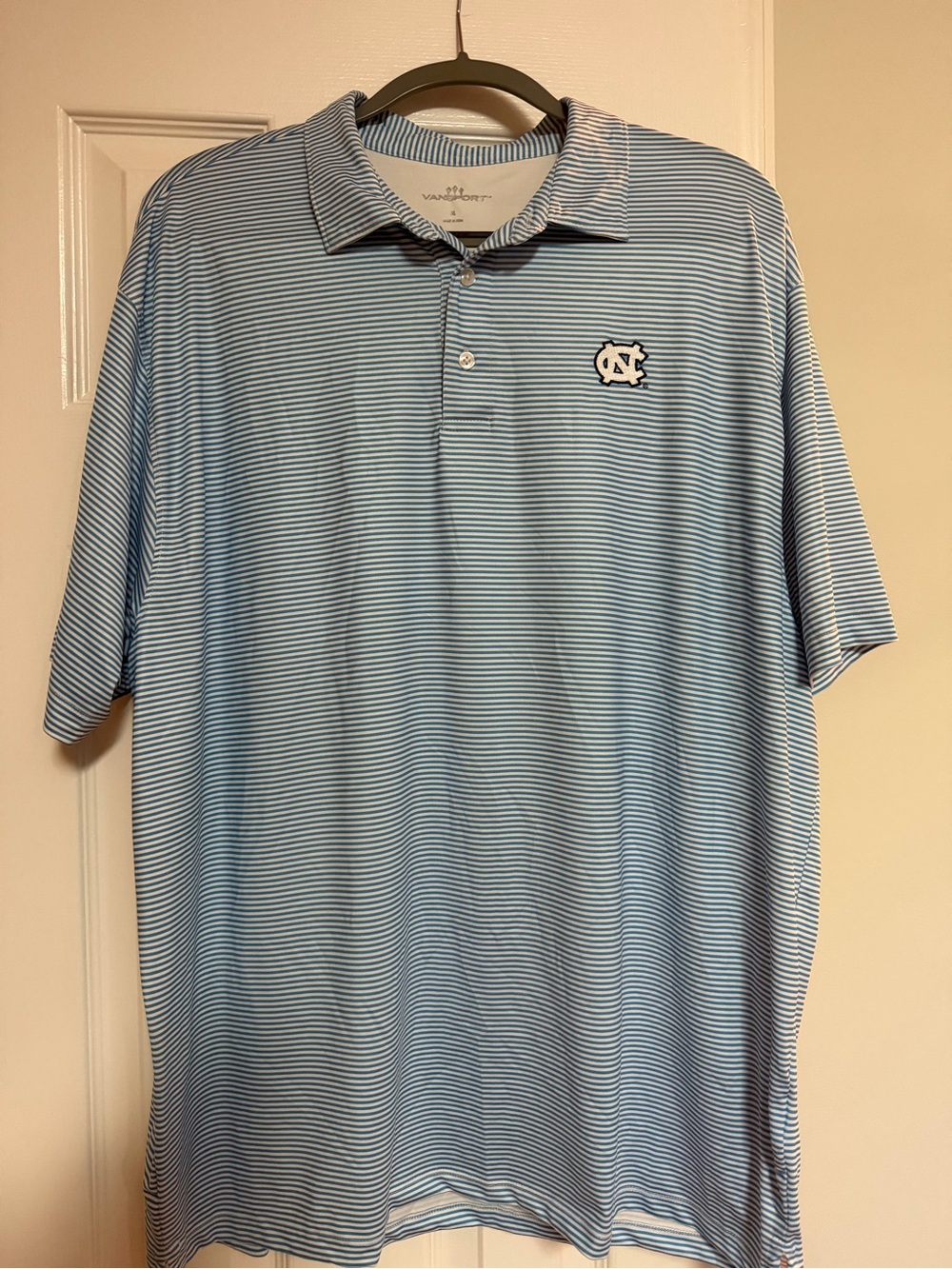 North Carolina Tar Heels Light Blue Striped Polo Shirt - Size XL